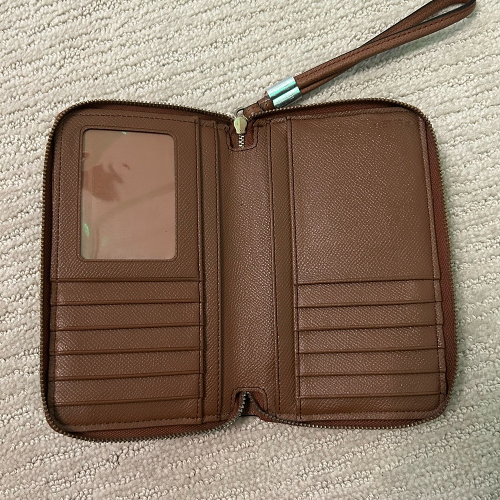 Coach Rich Brown Leather Wristlet - Picture 3 of 4